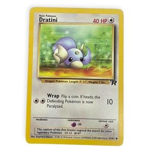 Vintage 90s Team Rocket Dratini Pokemon Trading Card